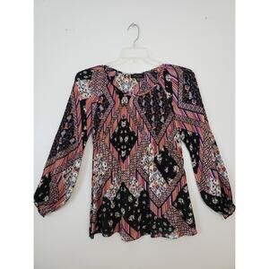 (Ma) Melissa Paige Womens Top Tunic Petite Size S Accordion Pleated Office Siren